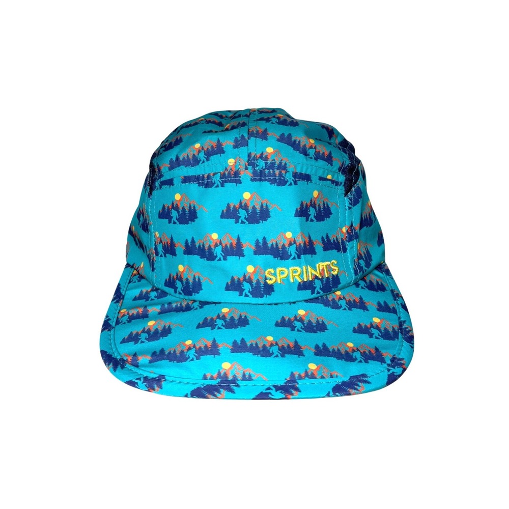 Sprints Bigfoot Mountain Teal 5‎ Panel Running Hat Adjustable Mesh Performance